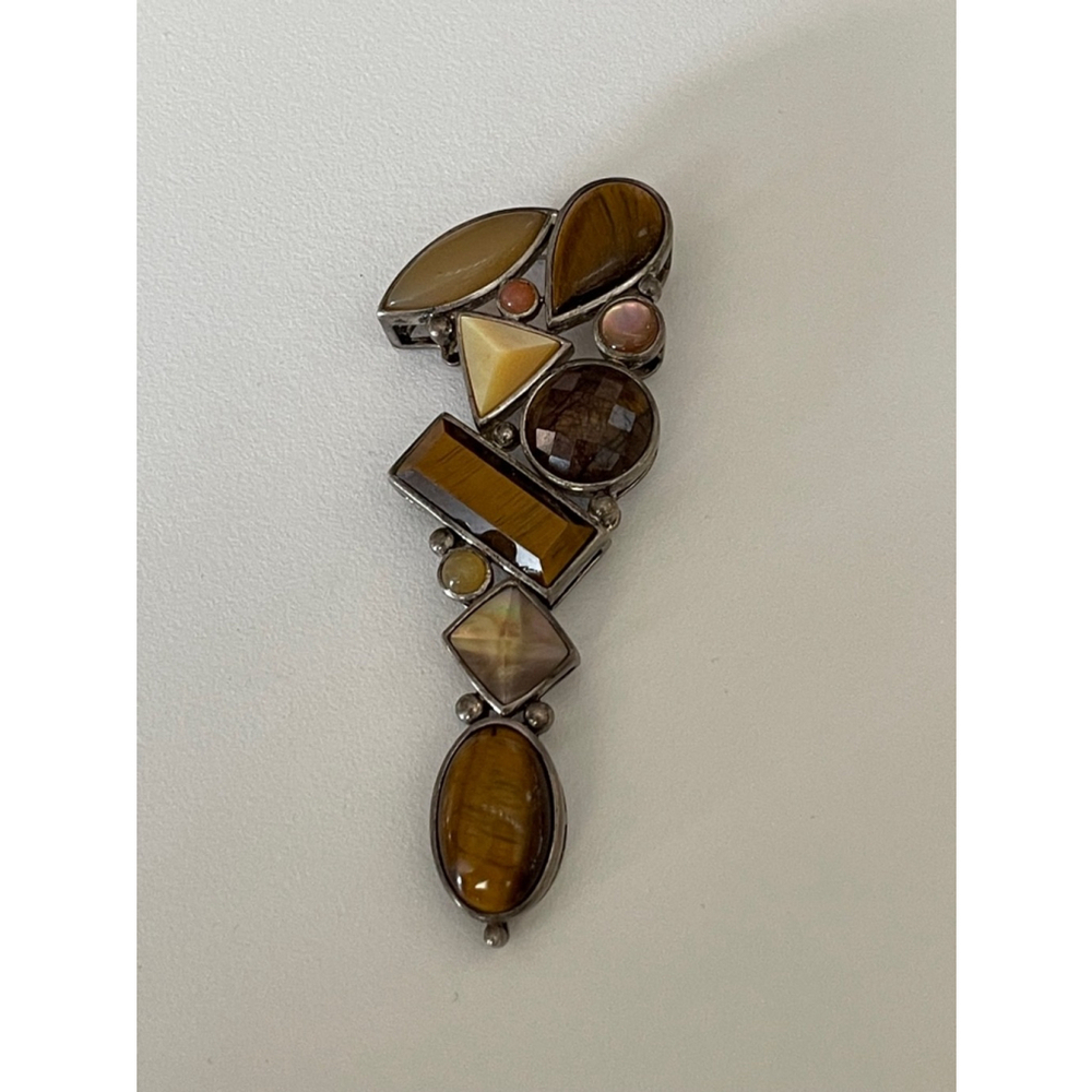 Vintage wk 925 sterling multi semi precious stone pendant